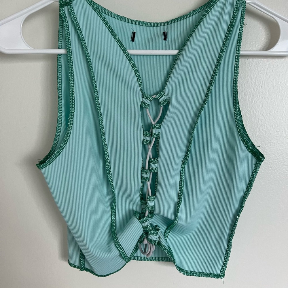 Blue stitched top
